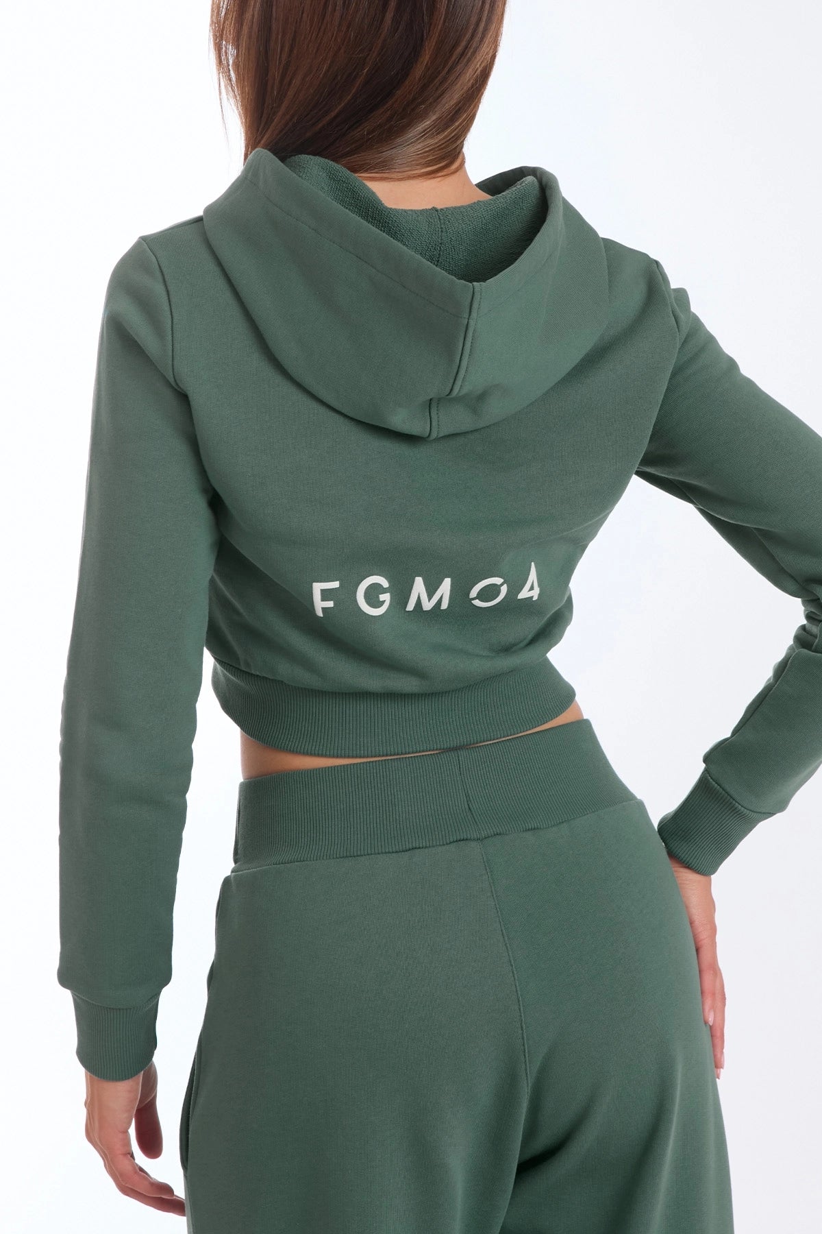 Felpa Crop Con Cappuccio Ikonic Verde Baltic - FGM04 - Linea Ikonic - fgm04