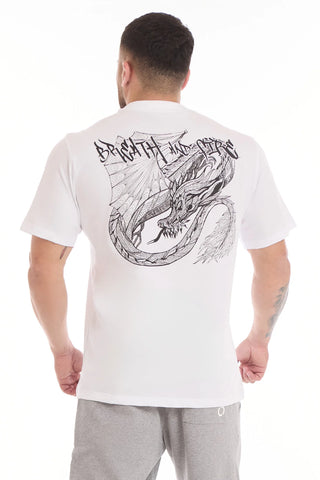 T-Shirt Street Fgm04 Dragon Uomo Bianco