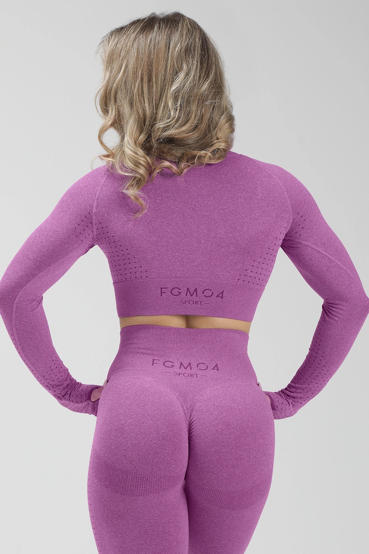 Maglia sportiva cropped seamless mélange con maniche lunghe Bolero Eldorado Violet Ecofir - FGM04 - Maglie e Top - fgm04