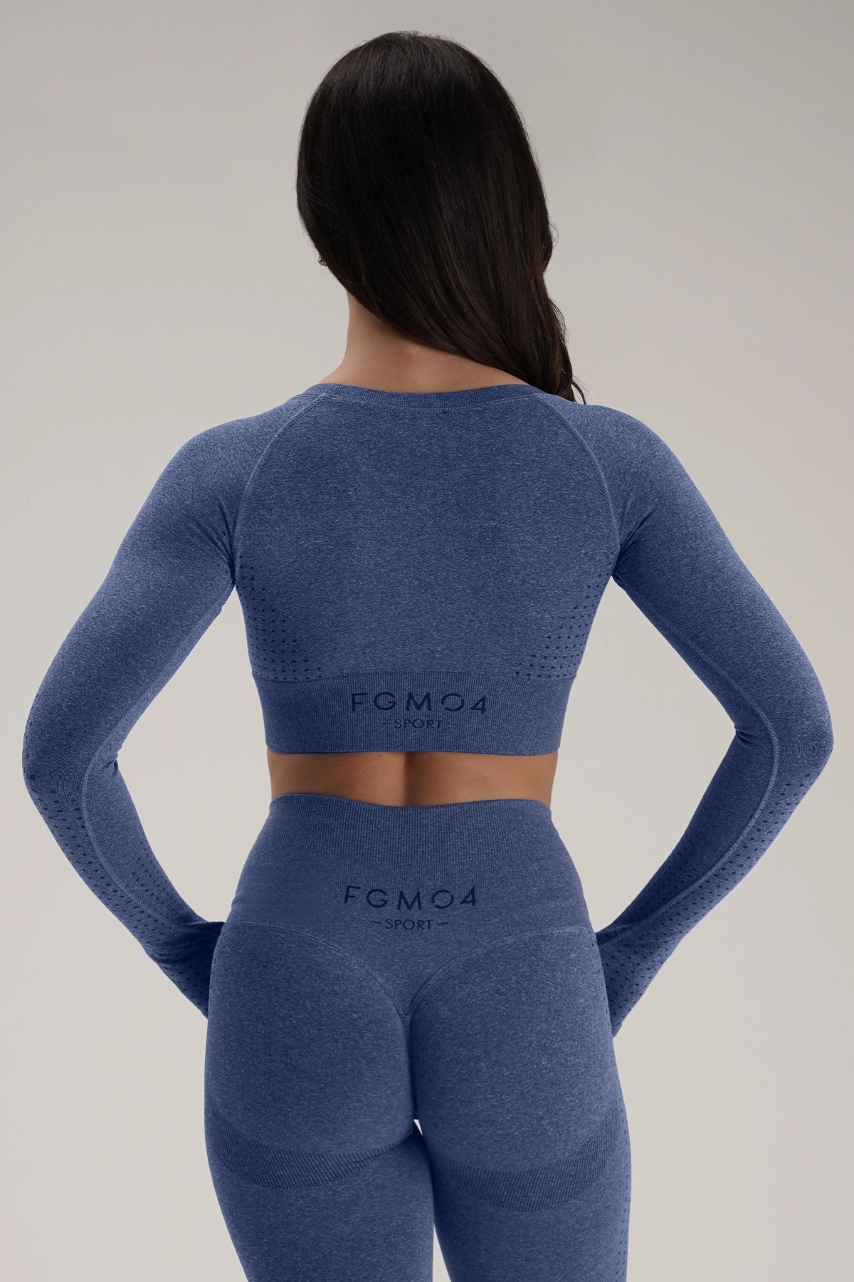 Maglia sportiva cropped seamless mélange con maniche lunghe Bolero Eldorado Blu Oceano Ecofir - FGM04 - OFFERTE SPECIALI - fgm04