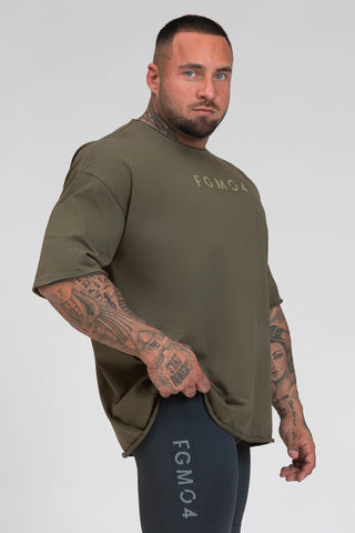 Maglia sportiva t-shirt in cotone oversize unisex WorkOut Extra Large Uomo Verde Militare - FGM04 - Linea Ikonic Uomo - fgm04