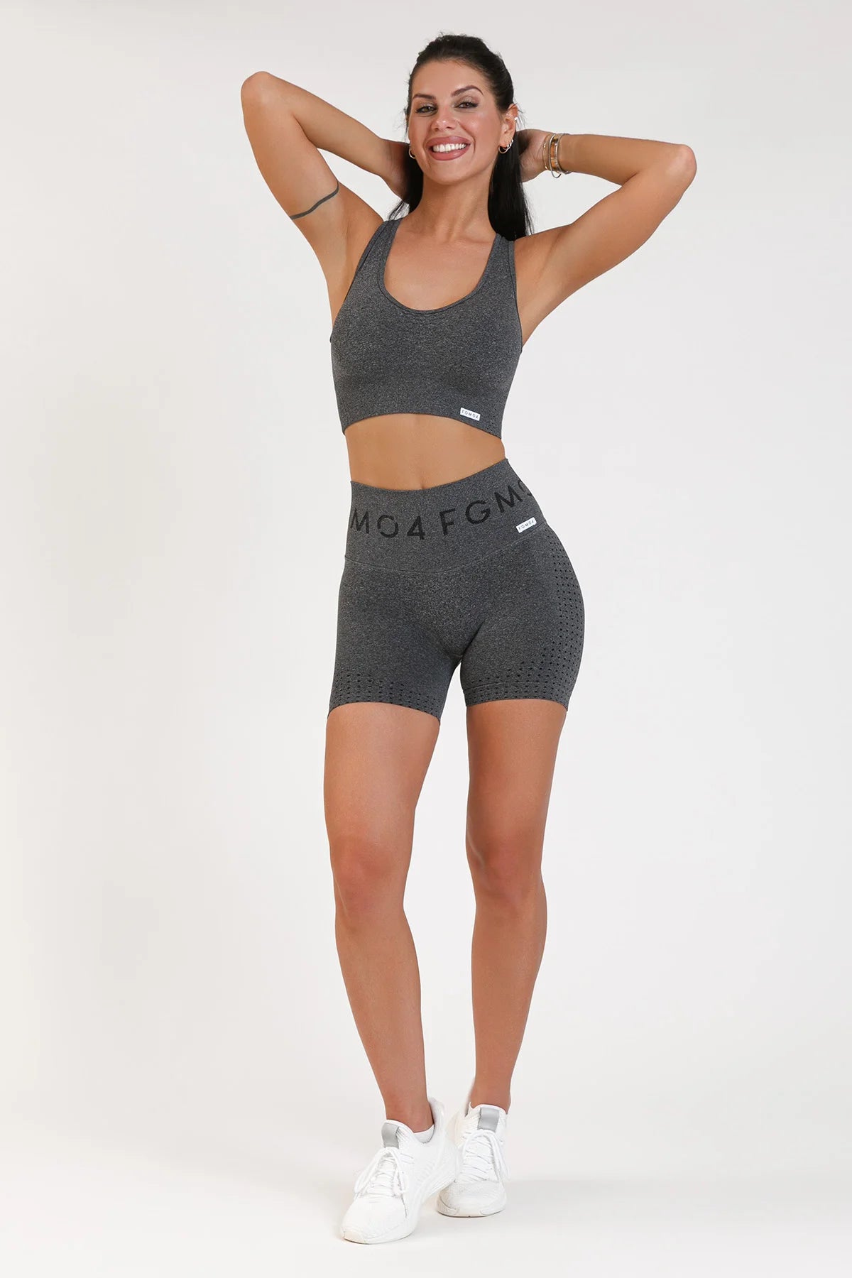 Shorts sportivi con tecnologia FIR push up con arricciatura mélange Eldorado 2.0 Nero - FGM04 - LEGGINGS ANTICELLULITE - fgm04