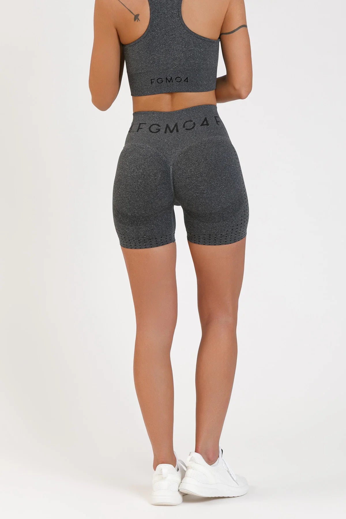 Shorts sportivi con tecnologia FIR push up con arricciatura mélange Eldorado 2.0 Nero - FGM04 - LEGGINGS ANTICELLULITE - fgm04