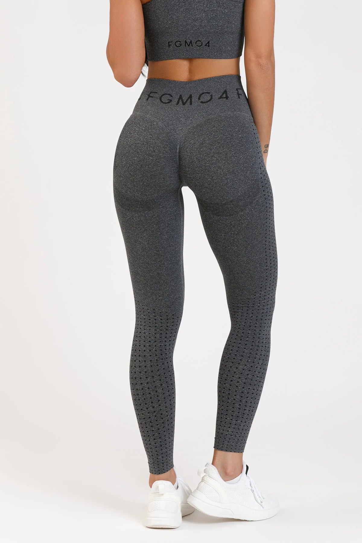 Leggings sportivi con tecnologia FIR push up con arricciatura mélange Eldorado 2.0 Nero - FGM04 - LEGGINGS ANTICELLULITE - fgm04