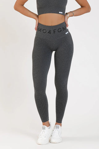 Leggings sportivi con tecnologia FIR push up con arricciatura mélange Eldorado 2.0 Nero - FGM04 - LEGGINGS ANTICELLULITE - fgm04