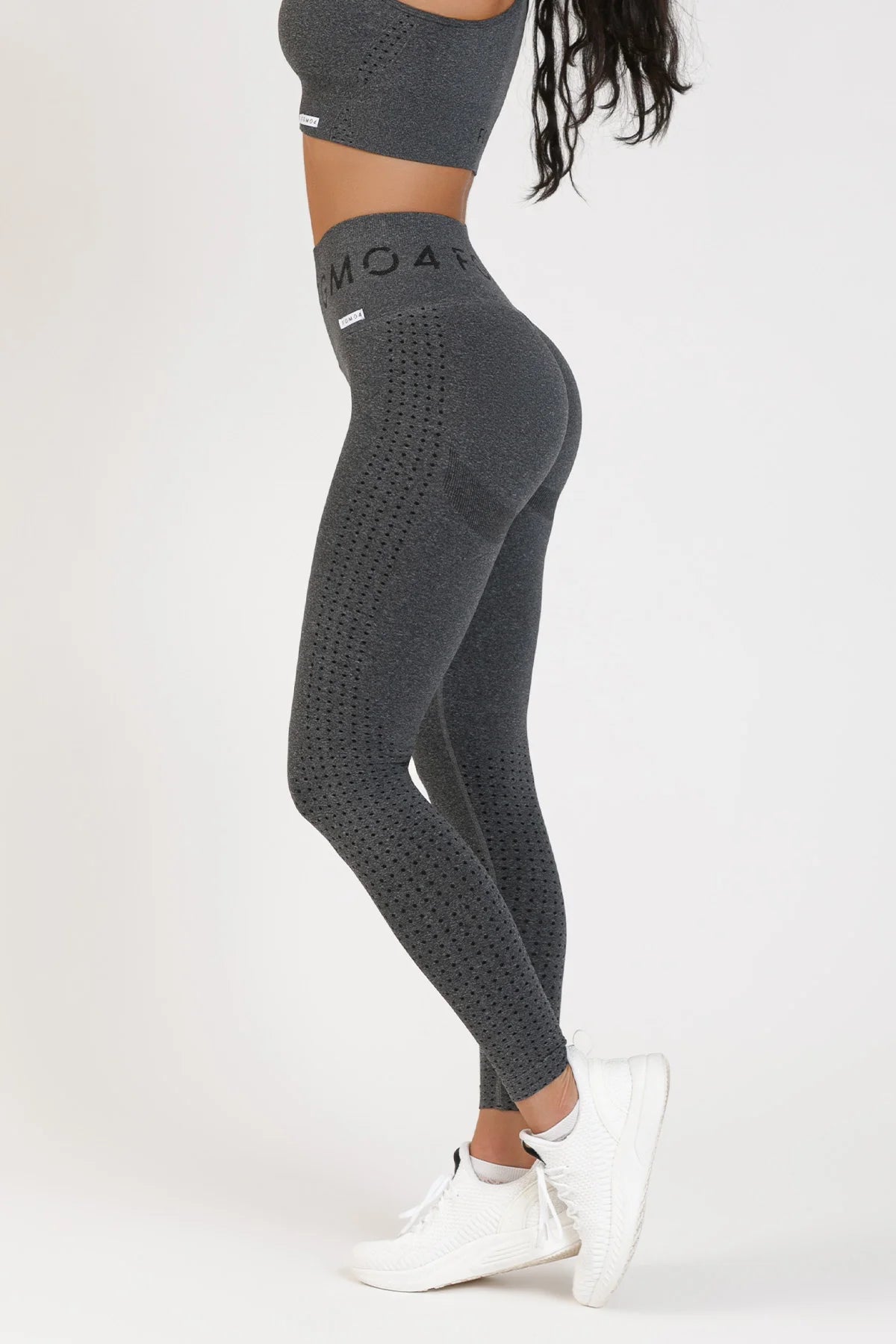 Leggings sportivi con tecnologia FIR push up con arricciatura mélange Eldorado 2.0 Nero - FGM04 - LEGGINGS ANTICELLULITE - fgm04