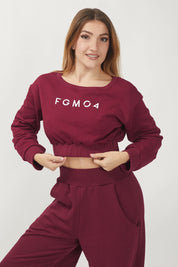 Felpa Crop Top Ikonic FW 23/24 Borgogna - FGM04