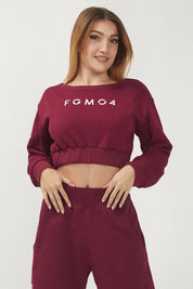 Felpa Crop Top Ikonic FW 23/24 Borgogna - FGM04