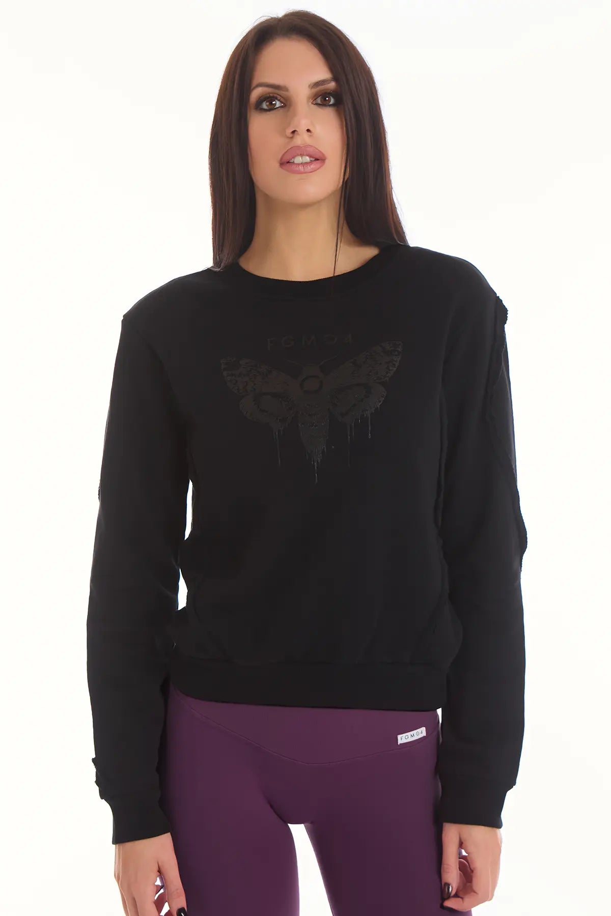 Felpa Butterfly Nero Donna - FGM04 - Linea Ikonic - fgm04