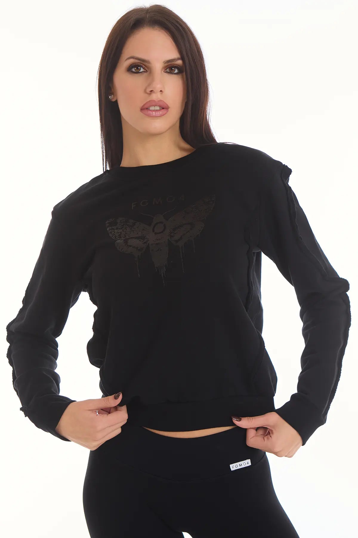 Felpa Butterfly Nero Donna - FGM04 - Linea Ikonic - fgm04
