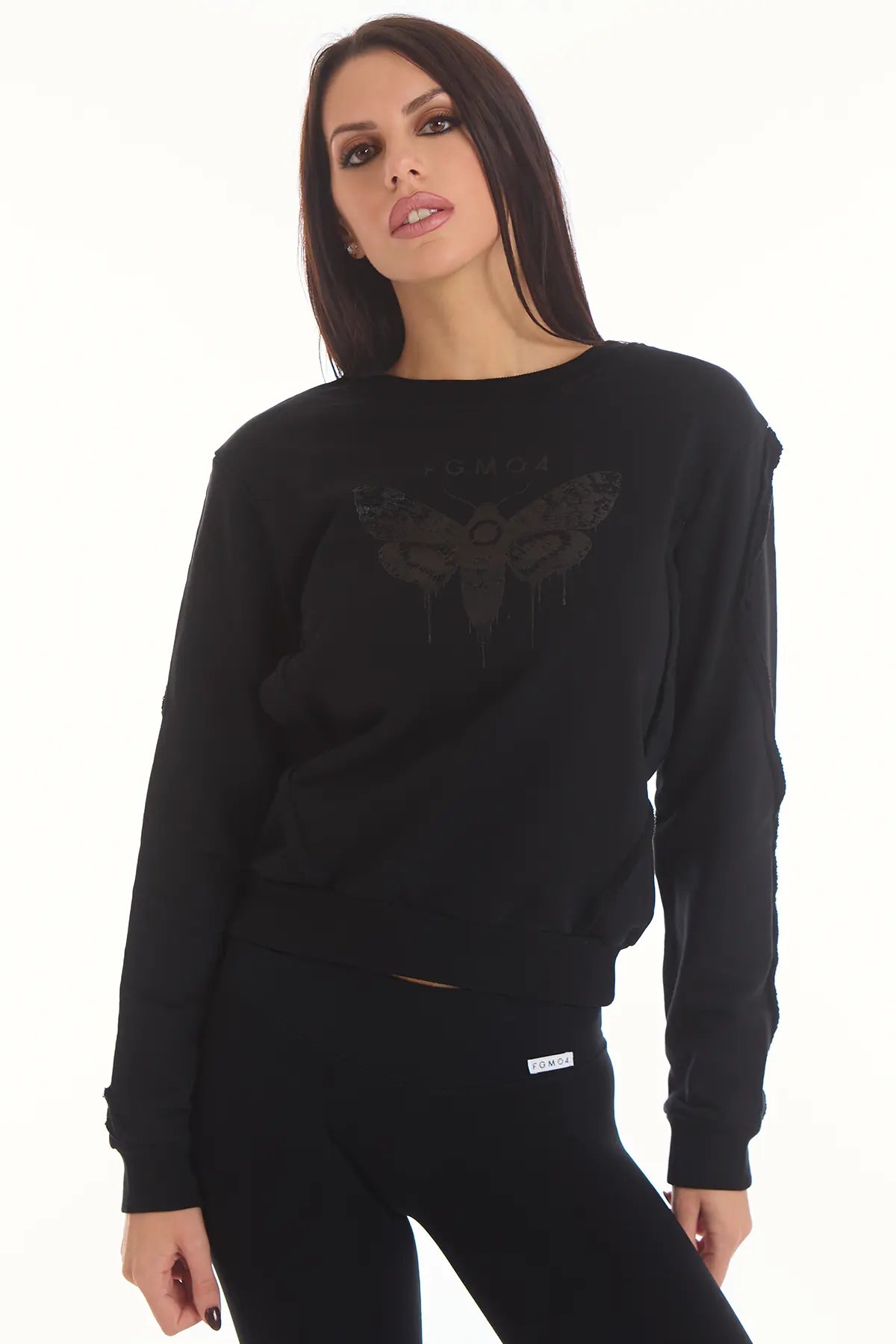 Felpa Butterfly Nero Donna - FGM04 - Linea Ikonic - fgm04
