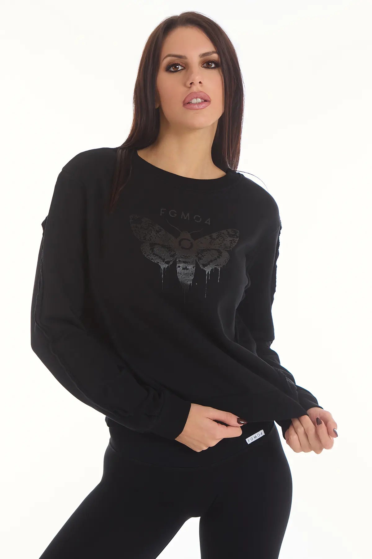 Felpa Butterfly Nero Donna - FGM04 - Linea Ikonic - fgm04