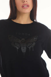 Felpa Butterfly Nero Donna - FGM04 - Linea Ikonic - fgm04