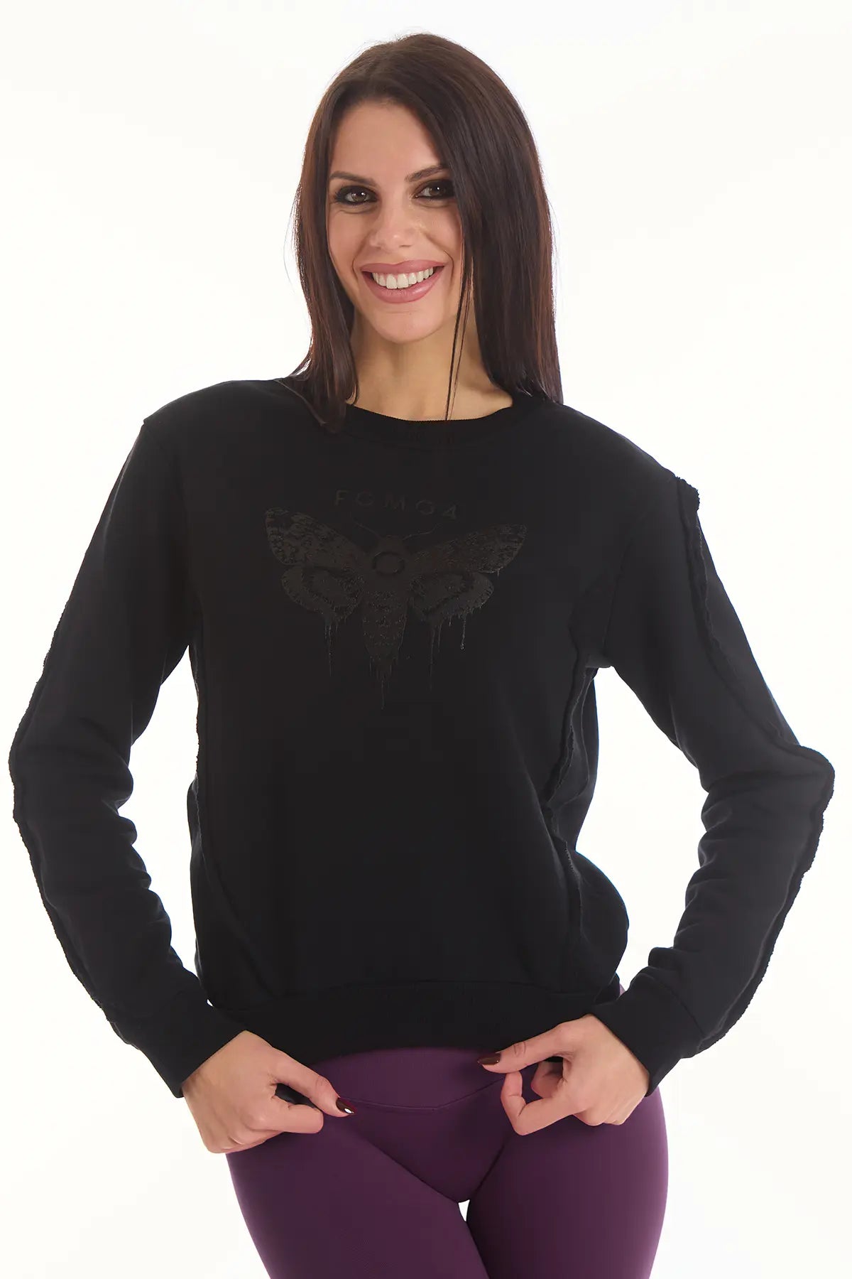 Felpa Butterfly Nero Donna - FGM04 - Linea Ikonic - fgm04