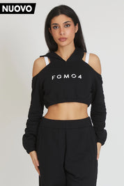 Jasmine Off Shoulder Crop Sweatshirt Women Black