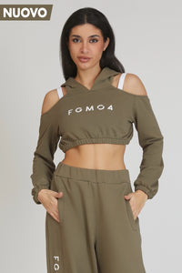 Jasmine Off Shoulder Crop Sweatshirt Women Sage Green