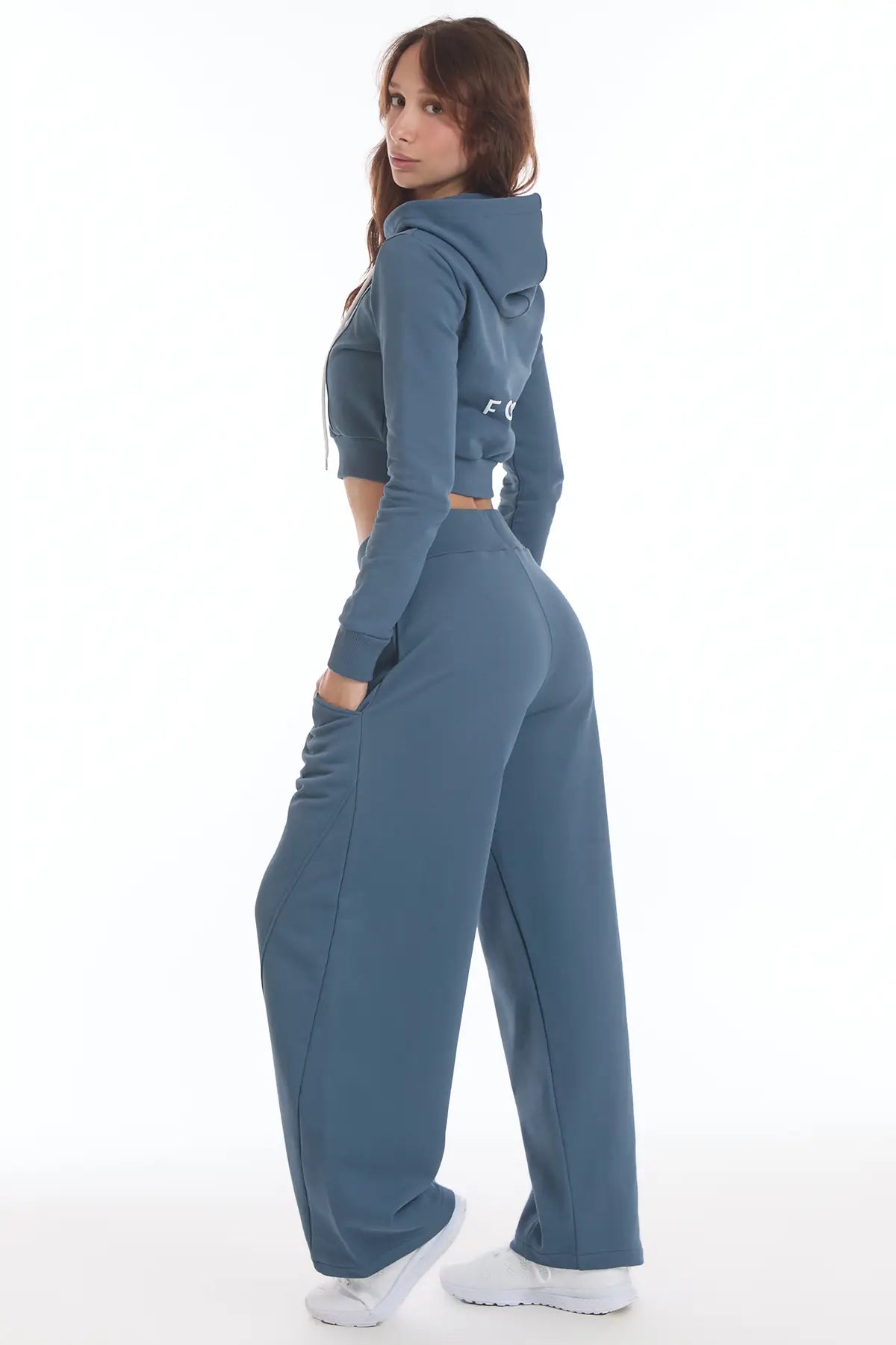 Felpa Crop Con Cappuccio Ikonic Blu Stellare - FGM04 - Linea Ikonic - fgm04