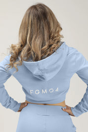 Felpa Crop Con Cappuccio Ikonic SS 24 New Celeste - FGM04