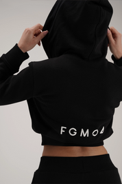 Felpa Crop Con Cappuccio Ikonic SS 24 Nero - FGM04