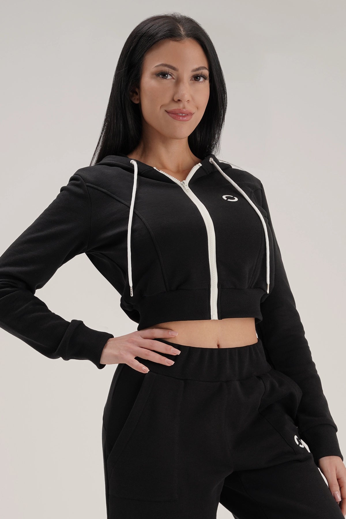 Ikonic FW 24 25 Black Crop Hoodie