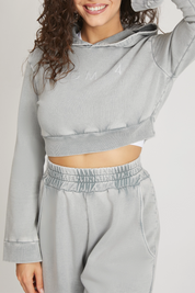 Felpa Crop Cappuccio Donna Grigio Moonstone