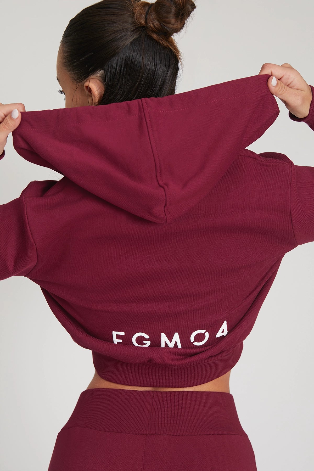 Felpa Crop Con Cappuccio Ikonic FW 24/25 Borgogna