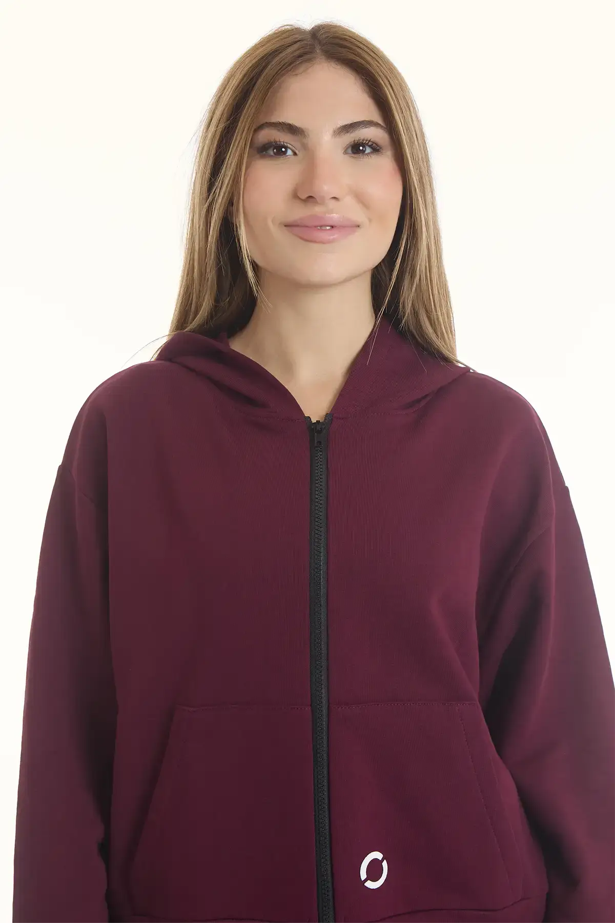 Felpa Over Cappuccio FLAG Donna Prugna