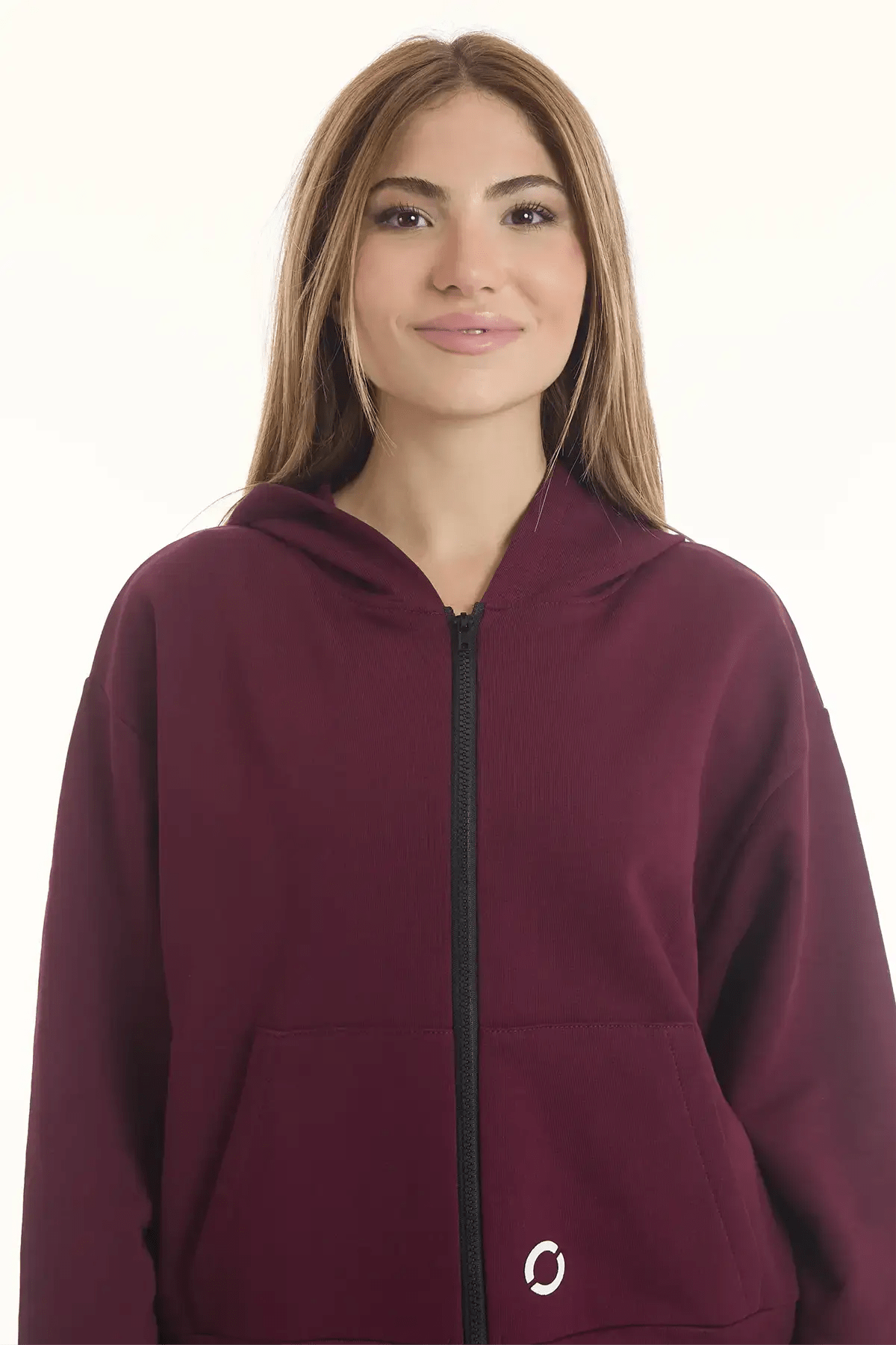 Felpa Over Cappuccio FLAG Donna Prugna - FGM04 - Linea Ikonic - fgm04