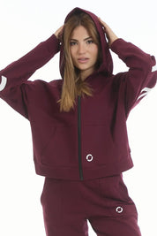 Felpa Over Cappuccio FLAG Donna Prugna