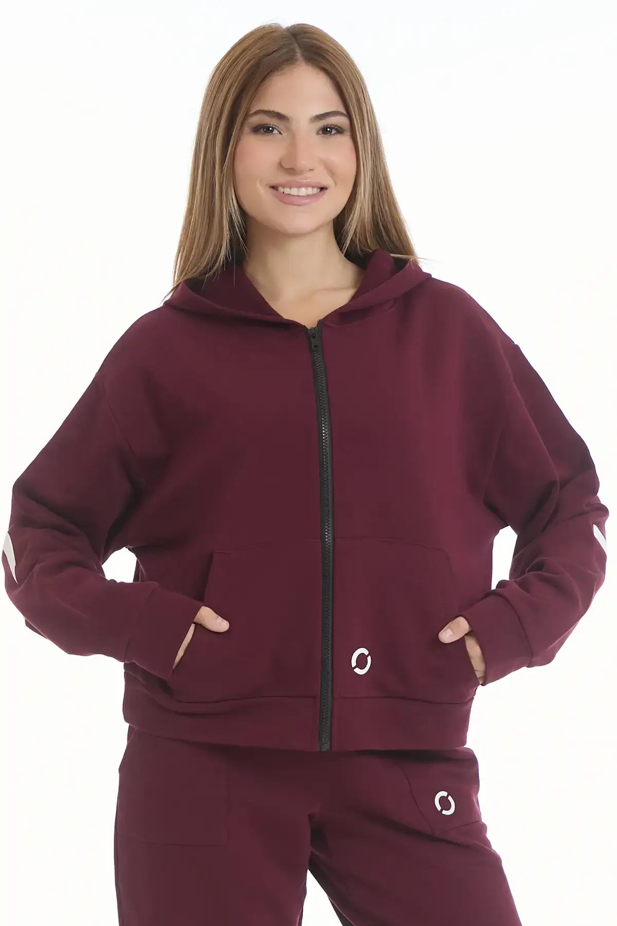 Felpa Over Cappuccio FLAG Donna Prugna - FGM04 - Linea Ikonic - fgm04