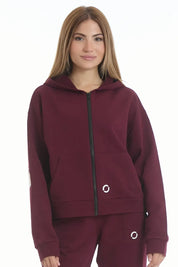 Felpa Over Cappuccio FLAG Donna Prugna