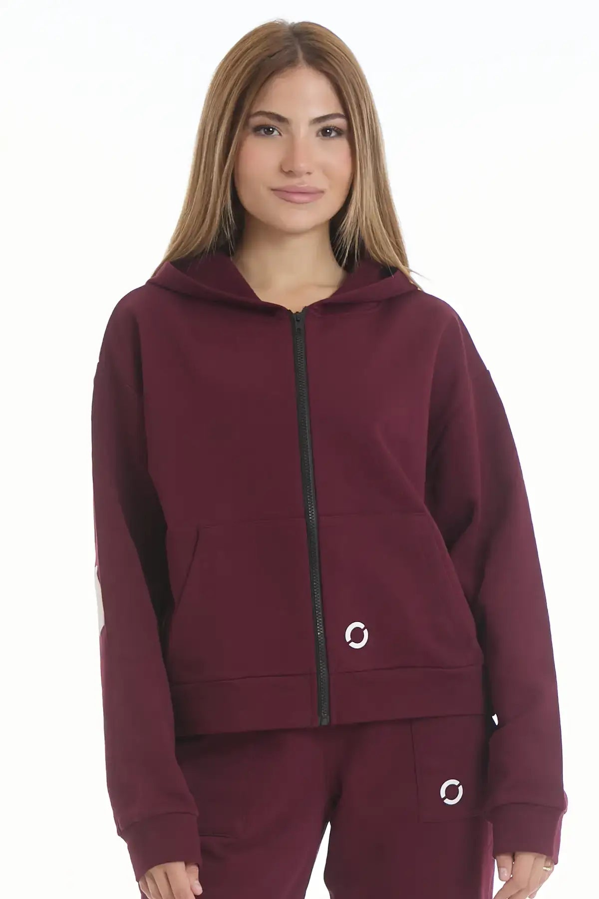 Felpa Over Cappuccio FLAG Donna Prugna - FGM04 - Linea Ikonic - fgm04