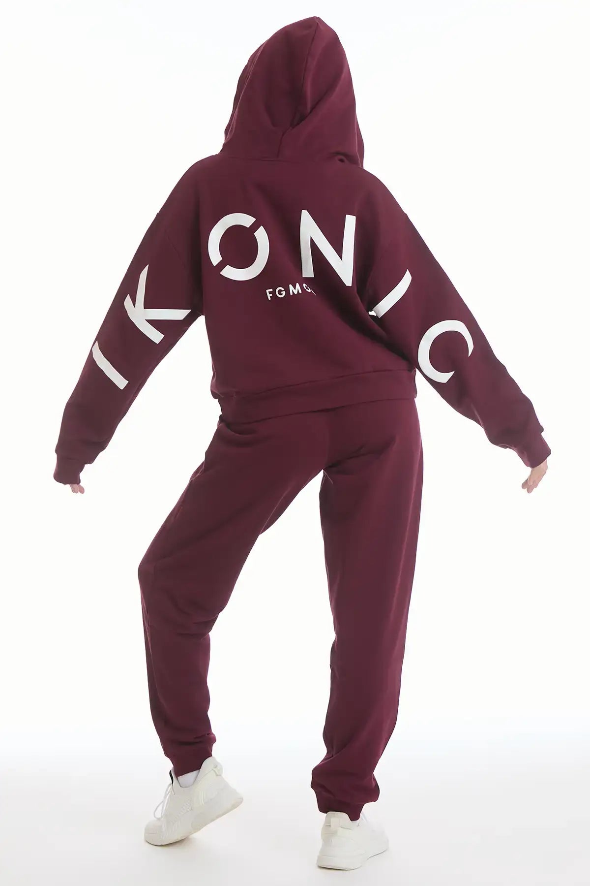 Felpa Over Cappuccio FLAG Donna Prugna - FGM04 - Linea Ikonic - fgm04