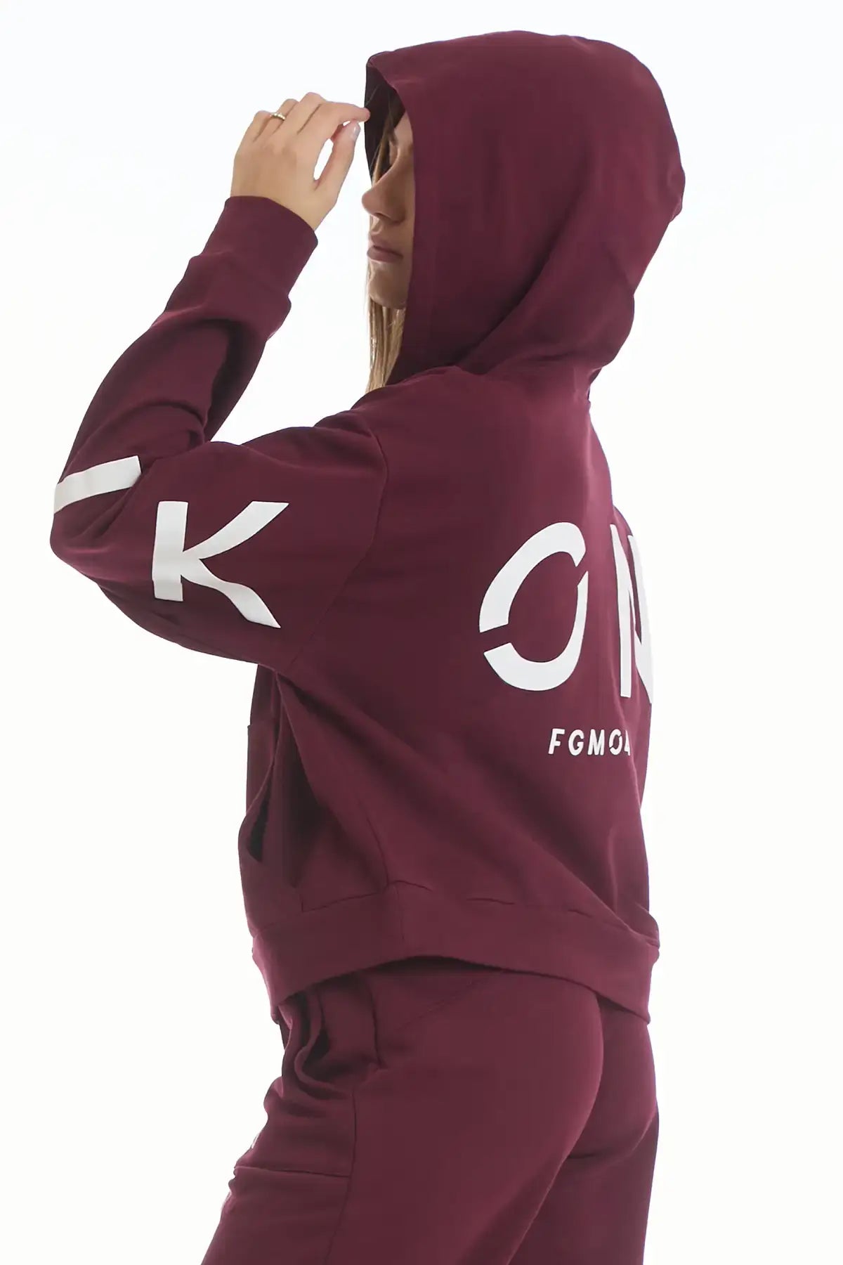 Felpa Over Cappuccio FLAG Donna Prugna - FGM04 - Linea Ikonic - fgm04