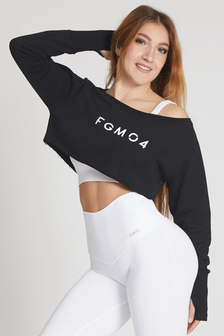 tuta sportiva in cotone cropped Felpa Mini Crop Ikonic Nero - FGM04 - Linea Ikonic - fgm04