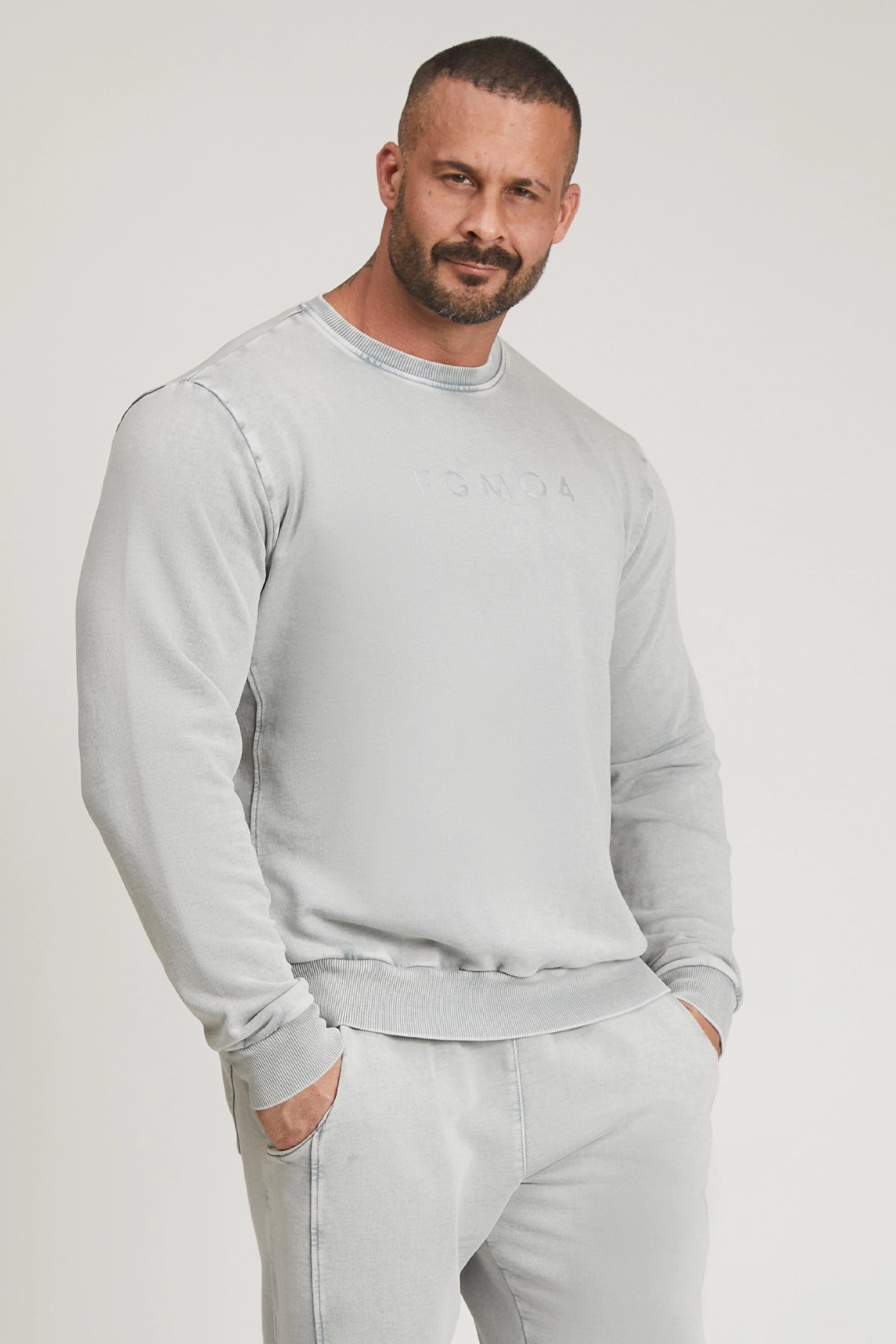 Sweat-shirt surdimensionné gris pierre de lune pour hommes