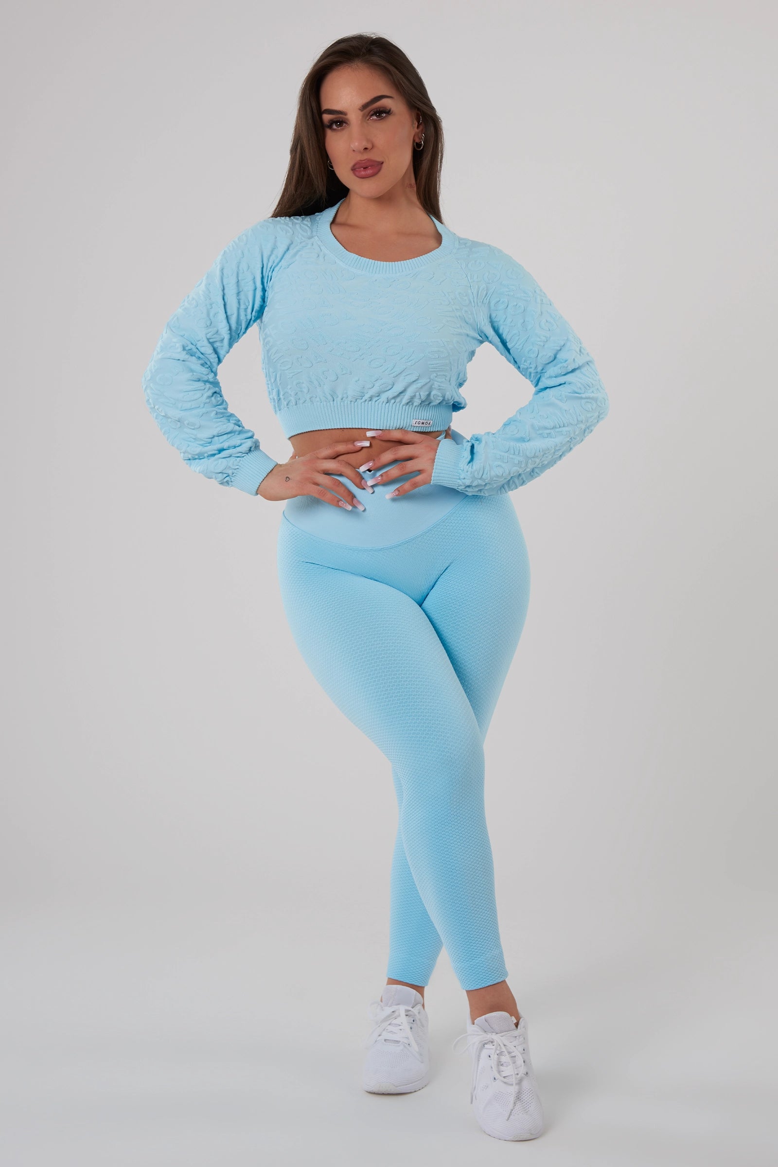 Felpa sportiva cropped seamless con maniche lunghe e logo a rilievo Candy Bubble Pop Tropical Breeze - fgm04 - Maglie e Top - fgm04
