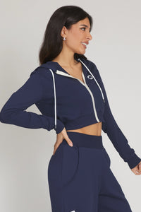 Krótka bluza z kapturem Iconic FW 24/25 w kolorze granatowym