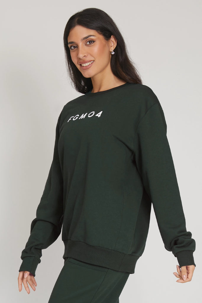 Felpa Over Ikonic FW 24/25 Verde Pino - FGM04