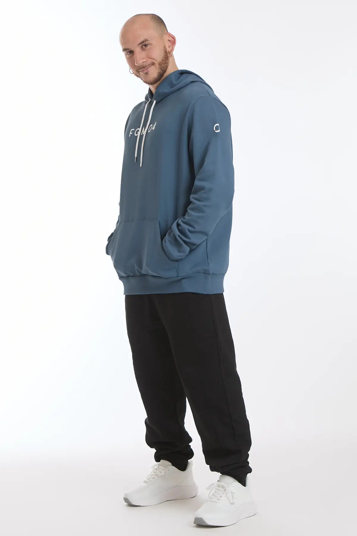 Felpa Over Con Cappuccio Blu Stellare Uomo - FGM04 - Linea Ikonic Uomo - fgm04