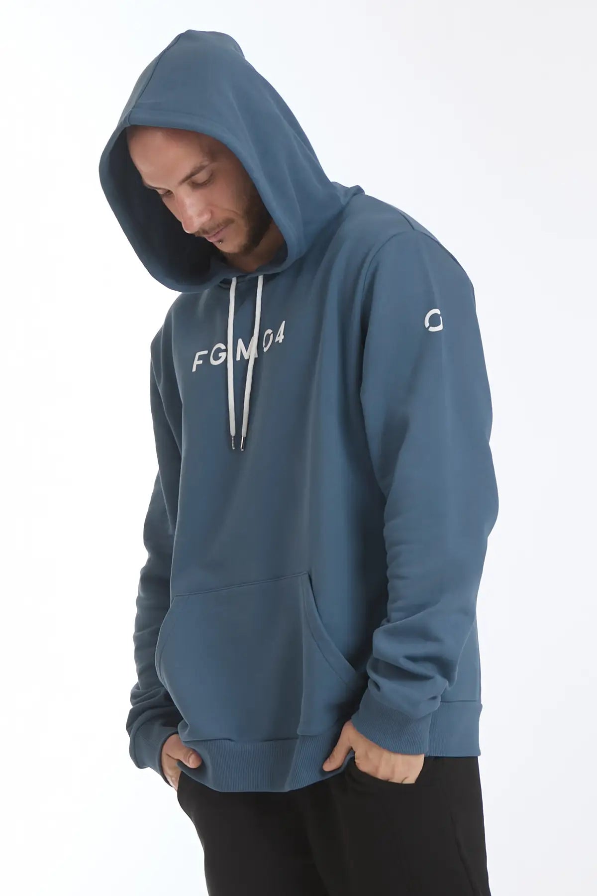 Felpa Over Con Cappuccio Blu Stellare Uomo - FGM04 - Linea Ikonic Uomo - fgm04