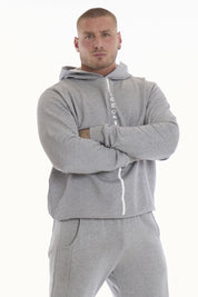 Felpa Over Ikonic Con Cappuccio Stripe Uomo Grigio Melange - FGM04 - Linea Ikonic Uomo - fgm04