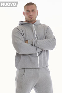 Felpa Over Ikonic Con Cappuccio Stripe Uomo Grigio Melange