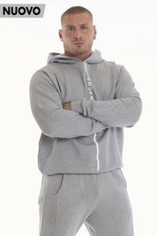 Felpa Over Ikonic Con Cappuccio Stripe Uomo Grigio Melange - FGM04 - Linea Ikonic Uomo - fgm04