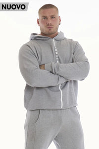 Felpa Over Ikonic Con Cappuccio Stripe Uomo Grigio Melange