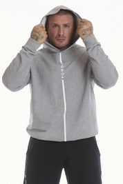 Felpa Over Ikonic Con Cappuccio Stripe Uomo Grigio Melange - FGM04 - Linea Ikonic Uomo - fgm04