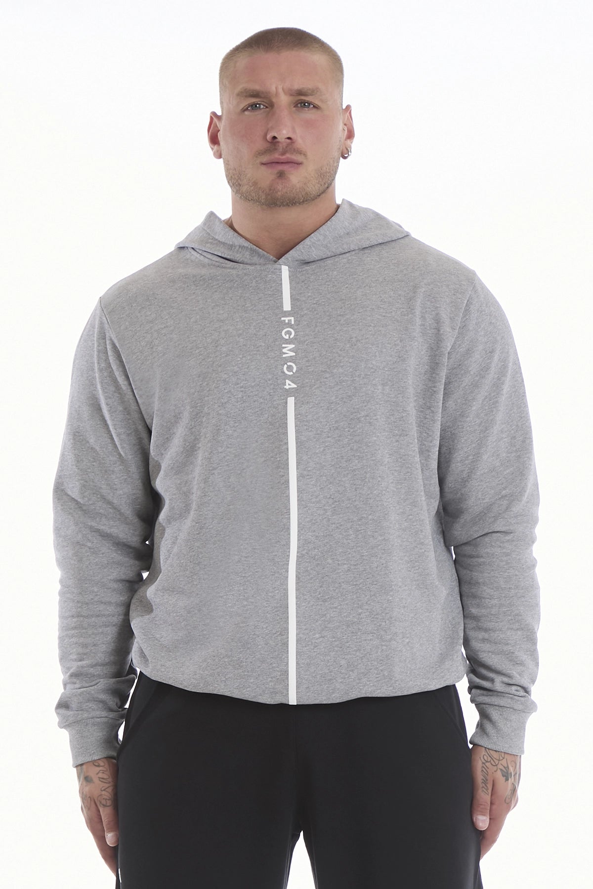 Felpa Over Ikonic Con Cappuccio Stripe Uomo Grigio Melange - FGM04 - Linea Ikonic Uomo - fgm04