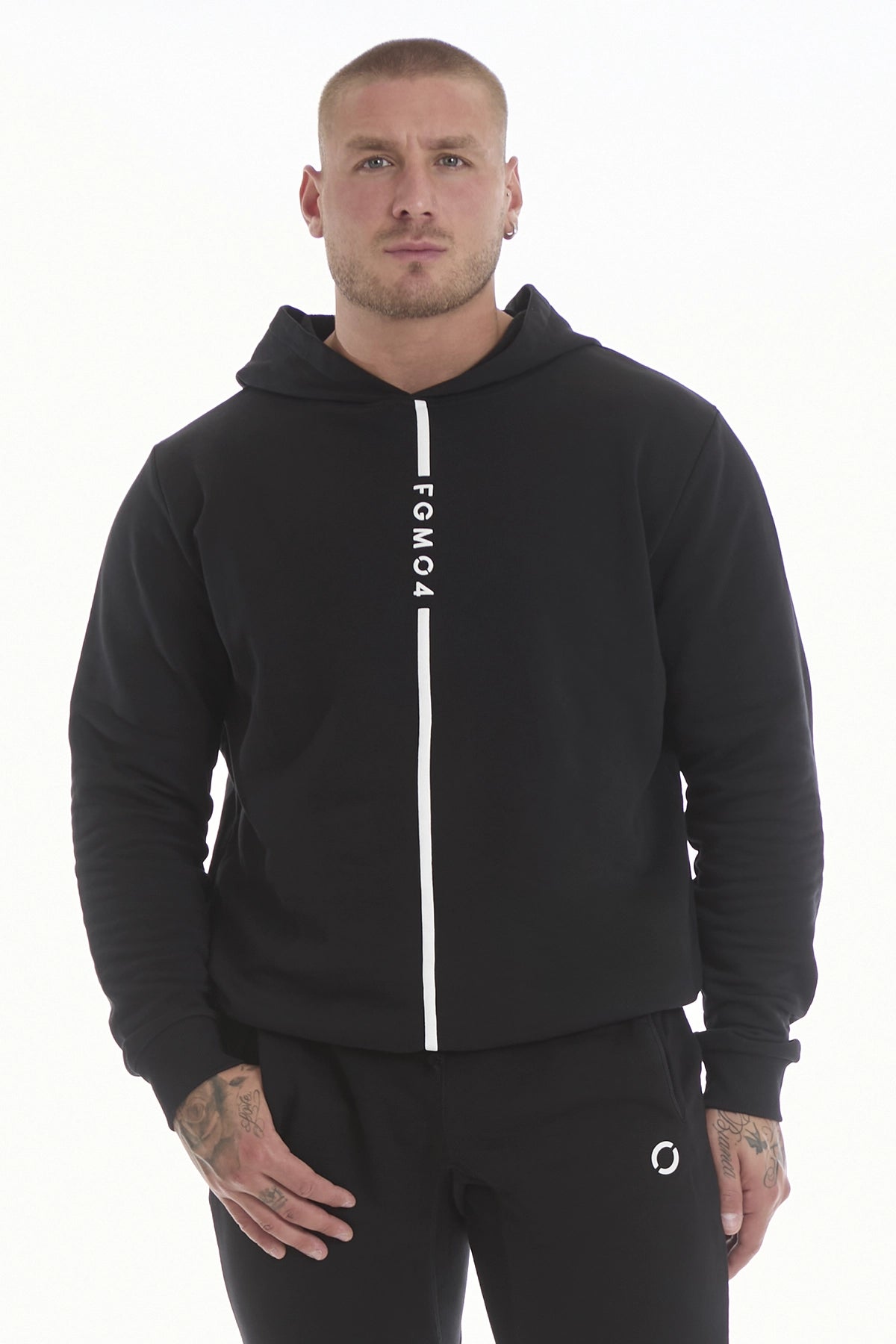 Felpa Over Ikonic Con Cappuccio Stripe Uomo Nero - FGM04 - Linea Ikonic Uomo - fgm04