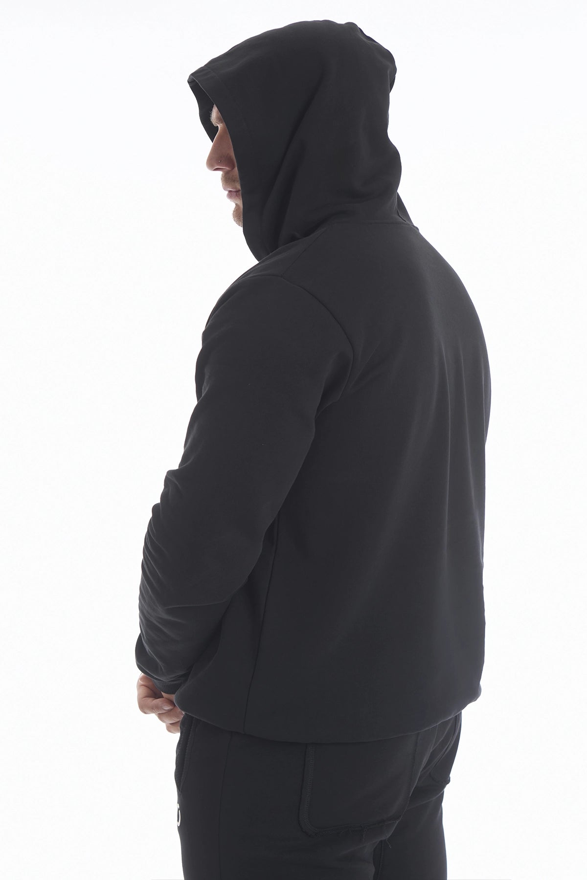 Felpa Over Ikonic Con Cappuccio Stripe Uomo Nero - FGM04 - Linea Ikonic Uomo - fgm04