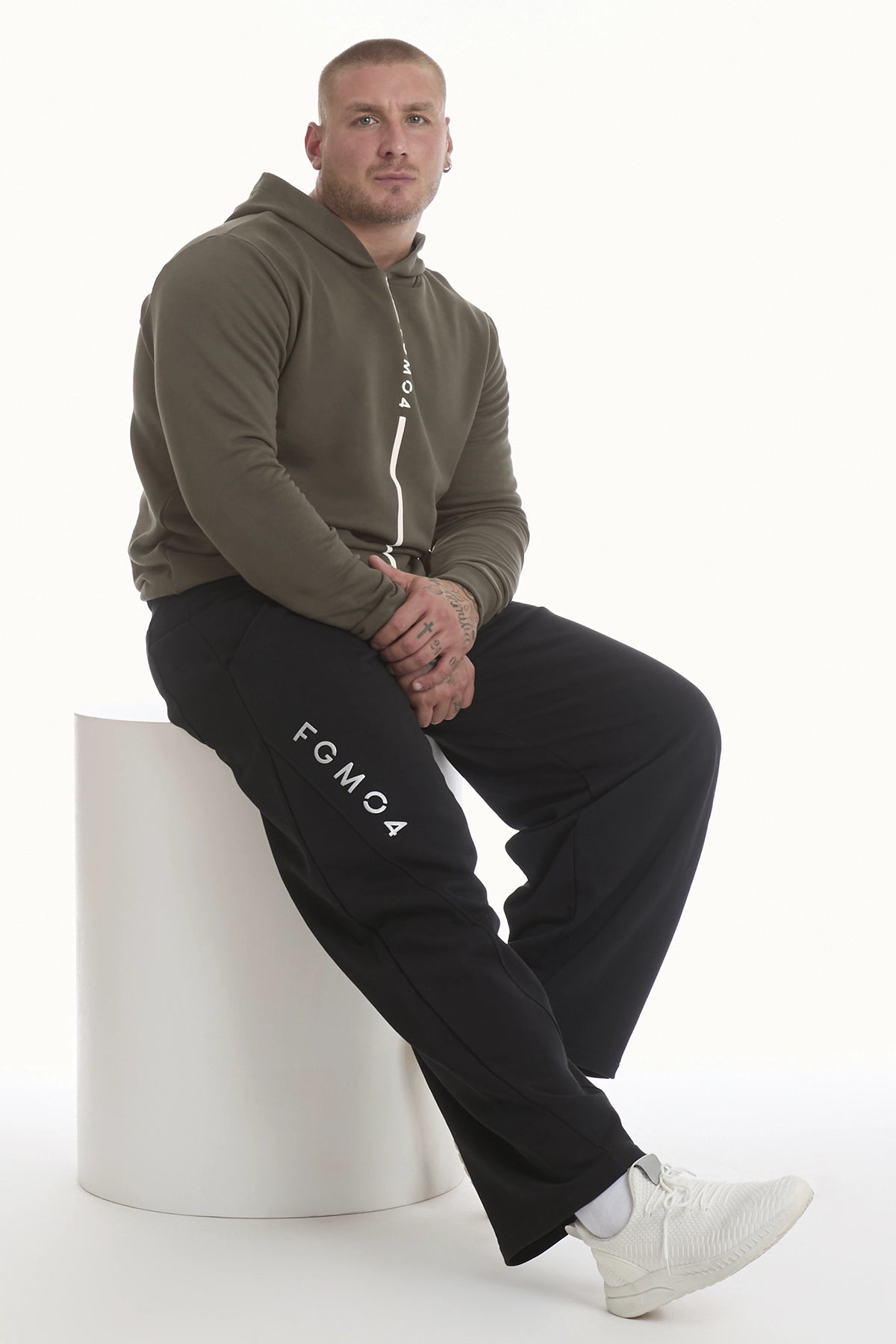 Felpa Over Ikonic Con Cappuccio Stripe Uomo Verde Militare - FGM04 - Linea Ikonic Uomo - fgm04